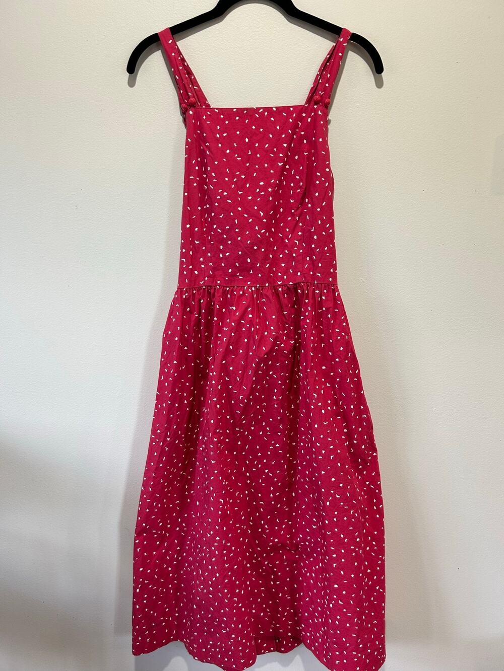 Vintage Lanz Originals dress red white print size M cutout sundress cottagecore